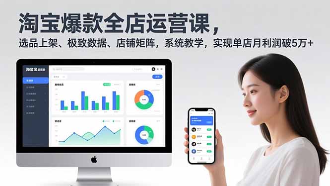 淘宝爆款全店运营课2.0，选品上架、极致数据、店铺矩阵，系统教学，实现单店月利润破5万+-小目标云网创