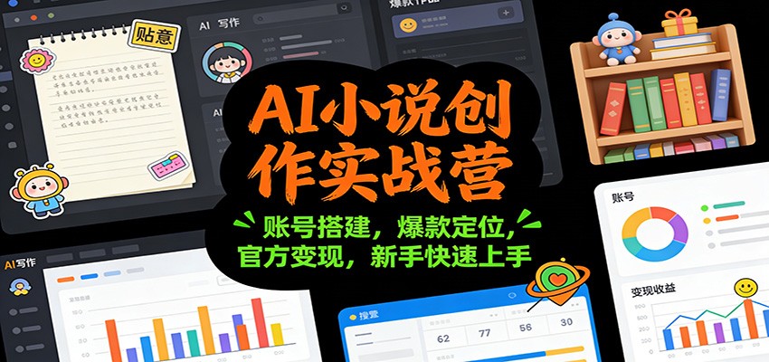 AI小说创作实战营：账号搭建，爆款定位，官方变现，新手快速上手-小目标云网创