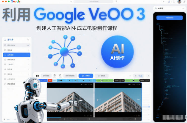 利l用Google Veo 3创建人工智能AI生成式电影制作课程，使用人工智能的力量创建令人惊叹的视频-小目标云网创