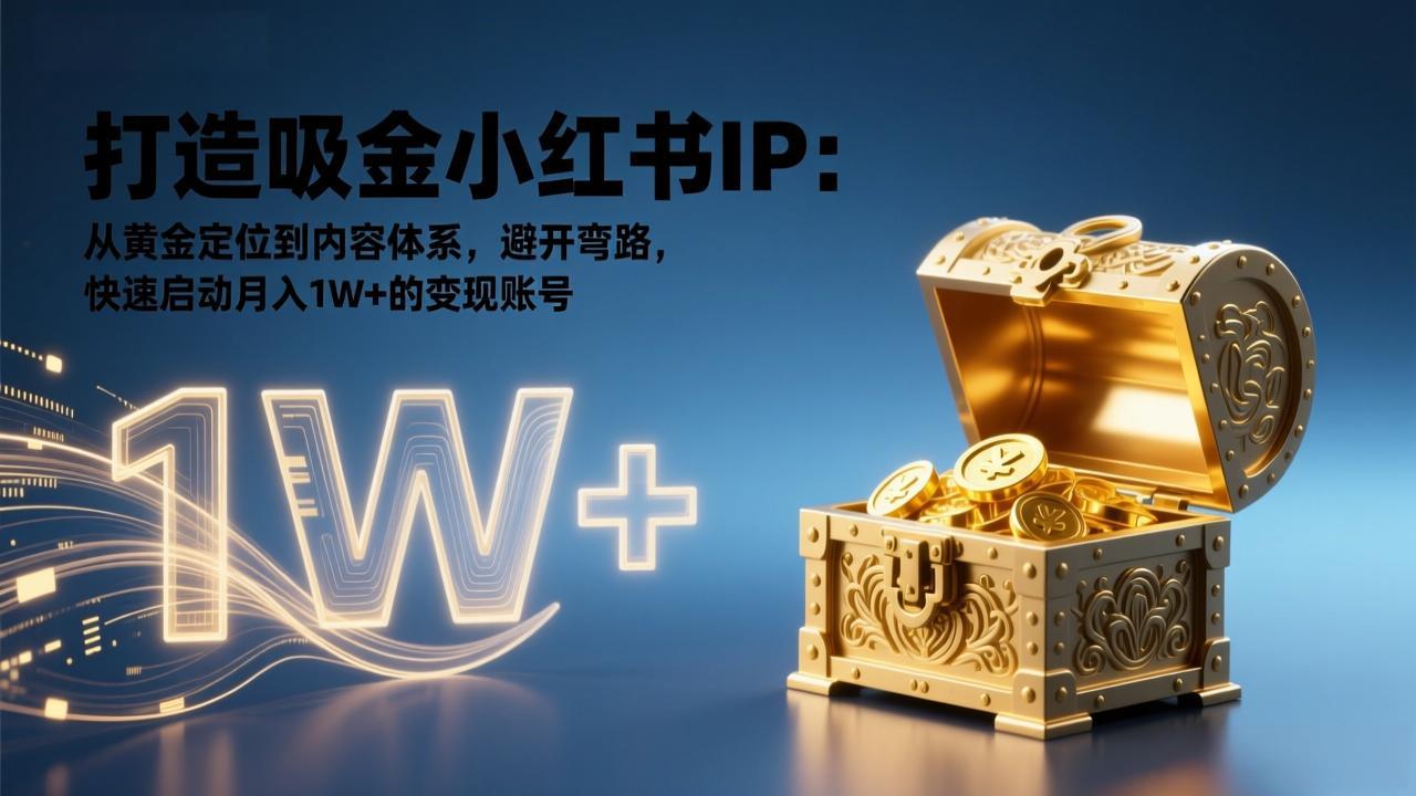 打造吸金小红书IP：从黄金定位到内容体系，避开弯路，快速启动月入1W+的变现账号-小目标云网创