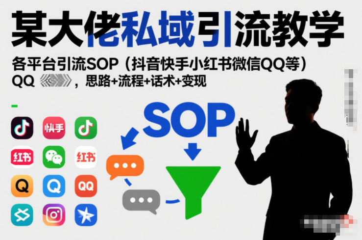 某大佬私域引流教学，各平台引流SOP(抖音快手小红书微信QQ等)，思路+流程+话术+变现-小目标云网创