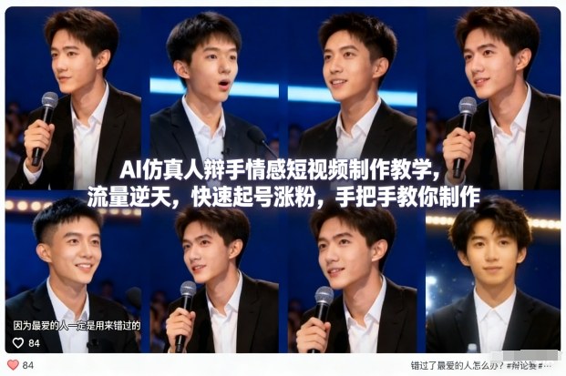 AI仿真人辩手情感短视频制作教学，流量逆天，快速起号涨粉，手把手教你制作-小目标云网创