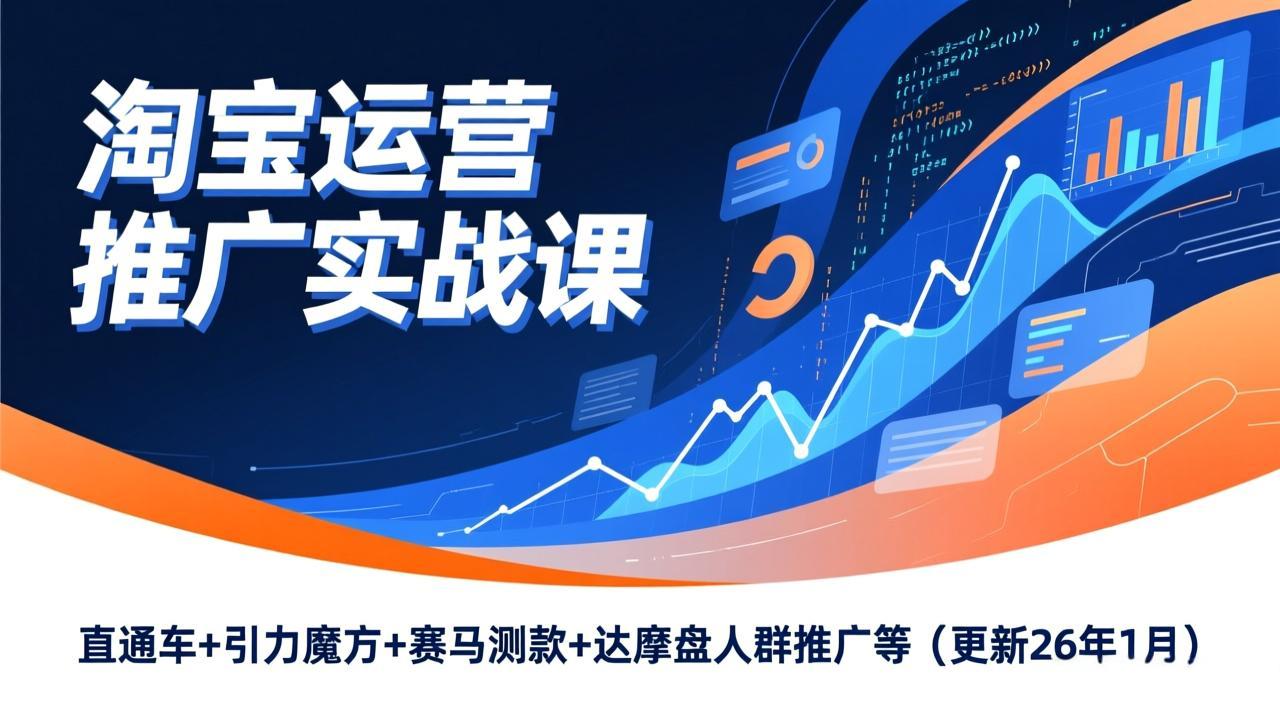 淘宝运营推广实战课，直通车+引力魔方+赛马测款+达摩盘人群推广等(更新26年1月-小目标云网创