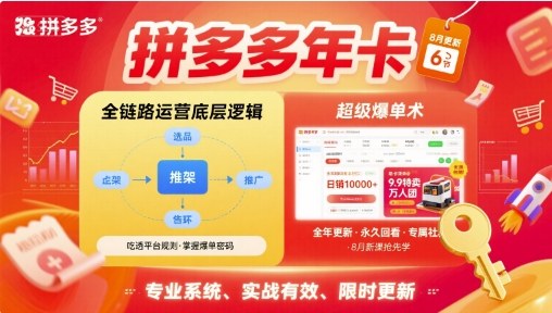 拼多多年卡，拼多多全链路运营底层逻辑，超级爆单术【更新12月】-小目标云网创