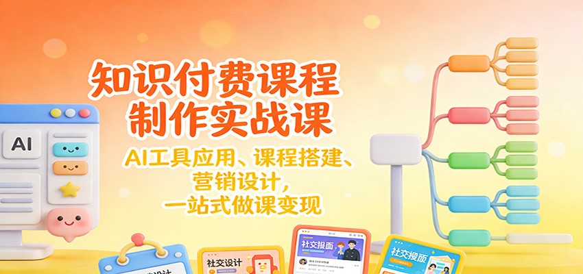 知识付费课程制作实战课：AI工具应用 、课程搭建、营销设计，一站式做课变现-小目标云网创