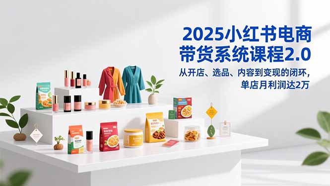 2025小红书电商带货系统课程2.0，从开店、选品、内容到变现的闭环，单店月利润达2万-小目标云网创