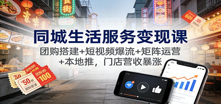 同城生活服务变现课：团购搭建+短视频爆流+矩阵运营+本地推，门店营收暴涨-小目标云网创