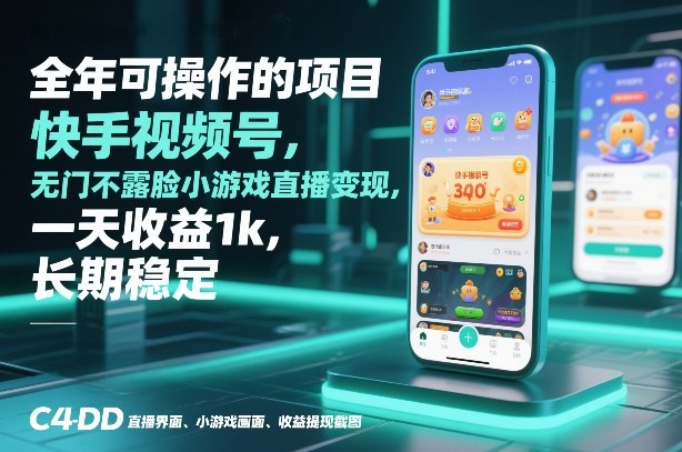 全年可操作的项目，快手视频号无门槛不露脸小游戏直播变现，一天收益1k，长期稳定【揭秘】-小目标云网创