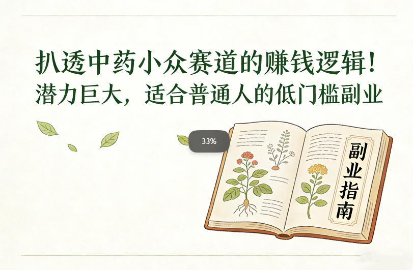 扒透中药小众赛道的賺米逻辑，潜力巨大，适合普通人的低门槛副业-小目标云网创