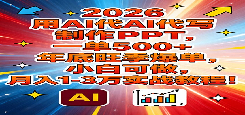 2026用AI代写制作PPT，一单500+，年底旺季爆单，小白可做，月入1-3万实战教程-小目标云网创